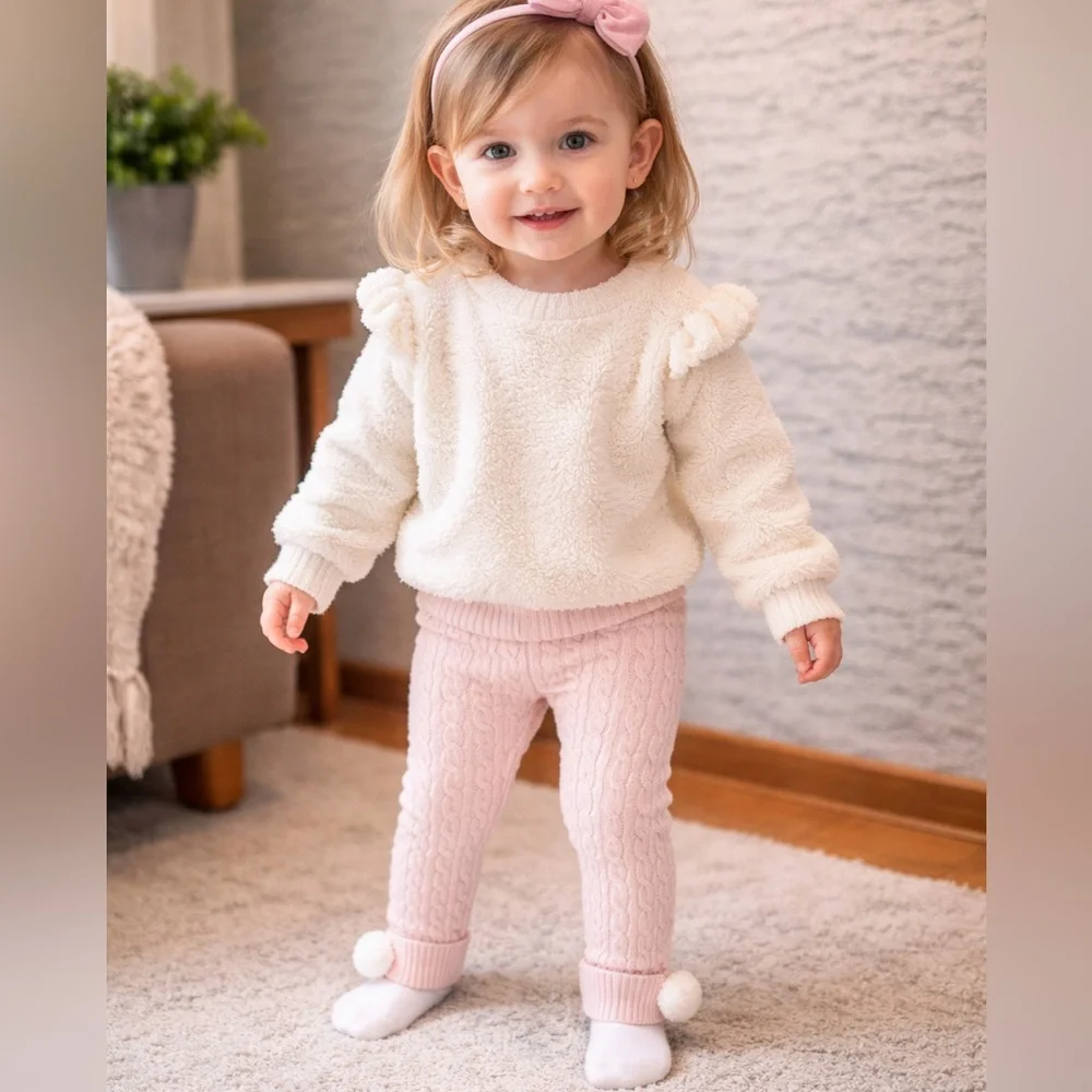 Mud Pie Cable Knit Leggings For Baby Girls